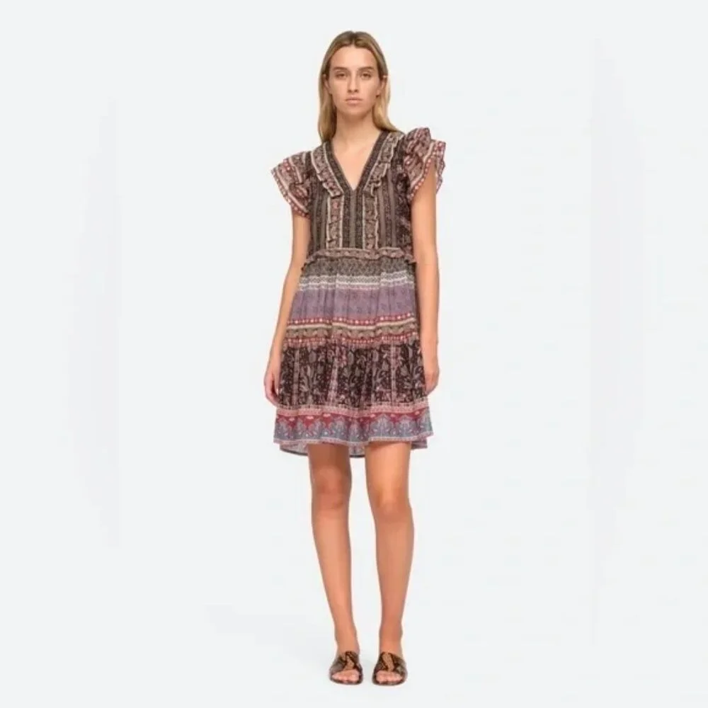Sea New York Brooke Border Print Flutter Sleeve Mini Dress — Size S - Picture 5 of 5